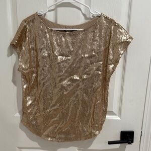 TART Collection Gold Sequin Women's Blouse with Shelf Bra